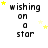 nine identical pixelated icons showing 'wishing on a star' text with yellow stars scattered around, each icon in black and white with yellow accents