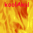 Animated fire background with red text 'koolAkul' in three positions, transitioning from full fire to a gray on the right