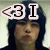 A person wearing a dark hooded garment with three distinct text overlays showing sequential changes in the number of <3 symbols and an I.