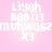 Pixelated white text on a pink gradient background with four identical sections arranged in a