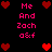 Pixelated red hearts and pink text reading "Me And Zach asf" on a black background, with heart arrangements changing across frames.
