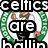 Pixelated static icon with green Celtic wreath surrounding central text 'core' and 'hallin', bordered by 'celtics' at top and 'hallin' at bottom.