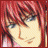 Pixelated anime-style character with red hair in various poses and expressions across six