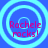 Four identical blue circular icons with light blue concentric rings and red text reading "Rachele rocks!" arranged in a