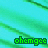 Two side-by-side pixelated text displays of 'ohemgee' against a teal-green gradient background with diagonal green stripes.