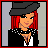 A 4x4 contact sheet of pixel art frames showing a punk-themed character with red hair and black beret, alternating between animated poses and static text panels reading "Punk Rock" or "Bitch" with star symbols.