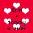 Red background with white heart shapes and dark text reading "Erin + tommy 4 ever" in pixelated font, arranged in a pattern