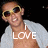 A person wearing yellow sunglasses and a light gray shirt with text overlays reading 'I LOVE', 'aaron manfredo', and 'always and forever' across four