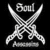 Six black-and-white buddy icons arranged in a , featuring crossed swords, skulls, and text elements like "Soul," "Lacuna," and "S×A."