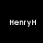 Black background with white rectangular shapes and repeated text 'HenryH' in pixelated font across multiple positions.