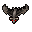 Pixelated bat-like creature with red eyes and gray-brown wings in two poses against a light gray background.