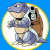 Pixelated cartoon character with brown shell and blue armor standing in circular frame on blue background, next to green text logo reading "Original Icons .com" on dark green background.