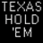 A static image displays Texas Hold 'Em poker cards and text with a black background, showing card combinations and 'ROYAL FLUSH BITCH!' in white and red text.