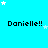Pixelated text 'Danielle!!' repeated across a bright cyan background with scattered white and light blue stars.