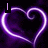 Purple neon heart outline with swirling top, displaying text 'love' and 'Dustin' in different frames.