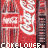 Red and white Coca-Cola bottle pattern with repeated 'COKELOVER' text across the image, featuring pixelated animation effects.
