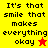 Four pixelated display the phrase "It's that smile that makes everything okay" with star symbols, each in distinct solid colors