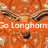 Two side-by-side pixelated images: left shows orange-toned character with text 'Go Longhorn', right displays blue 'NY' logo on black background.