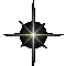 Six pixelated starburst icons arranged in two , each with a central light source changing color across frames