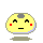Pixelated yellow circular character with gray top spot, red cheeks, and black eyes showing four distinct expressions across four