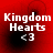 Red background with white text 'Kingdom Hearts <3' in four quadrants, each showing slight variations in pixel density and shadowing.