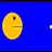 Animated contact sheet of Pac-Man character frames showing mouth and eye changes across 11 sampled frames on blue background with white dots.