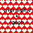 Red background with white heart pattern; black text 'charmaine', '+', and 'jacob' arranged in two