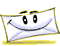 Six variations of a white envelope-shaped icon with black eyes and yellow outlines, each displaying different facial expressions against a gray background.