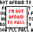 square icons with red and white text on black backgrounds, displaying phrases like "I'M NOT AFRAID TO FALL" and "I'VE FALLEN MANY TIMES."