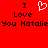 Red background with black text reading "I Love You Natalie" and a white pixelated heart symbol between two "I Love" phrases.