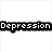 Pixelated black text on white background forms a six- with phrases about depression, each containing distinct word arrangements