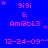 Blue background with pink text and stars; text cycles between '9i9i & Am@bl3' and '12-24-09^^' with star positions shifting across frames.