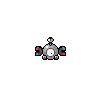 Six identical pixel-art icons of a gray robot with red and blue accents arranged in two on white background