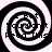 Four black-and-white spiral patterns arranged in a , each with pixelated text fragments scattered along the spirals