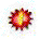 A sequence of four circular icons with red and yellow radial patterns transitioning to four diamond-shaped icons with green and brown patterns, followed by multiple green diamond icons with crosshair symbols.