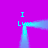 A static icon with a bright purple background and cyan text forming an incomplete square frame around the center.