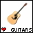 Pixelated guitar icons with heart symbols and 'GUITARS' text on white backgrounds, showing three distinct guitar types.