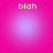 Four identical circular icons with pink-to-purple gradients display the text 'blah' in yellow pixelated font against a solid pink background.