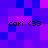 A static pixel art image with a purple and blue checkered background displaying four identical text labels in black font.