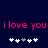 Pixelated text 'i love you i love you' in pink on dark blue background with two of white and gray heart symbols