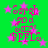 Green background with pink stars and pixelated text reading 'Sarah 90s BFFLS' in four identical