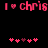 Pixelated pink text and heart symbols on black background, with two identical horizontal of hearts below