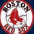 Four sports team logos arranged in a : Boston Red Sox, Celtic basketball player, New England Patriots, and Boston University