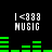 Pixelated digital display showing four identical sections with 'I <3 999' and 'MUSIC' text above green audio equalizer bars on black background.