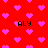 Red background with scattered pink pixelated hearts and four instances of the text 'ALY' in black block letters.