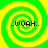 ..woah.. text appears in four identical spiral patterns on a green and yellow background.