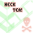 Animated contact sheet of a repeating pattern featuring pink skull-and-crossbones symbols and 'HECK YEH!' text on a light green chevron background with white diamond shapes.