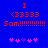 Blue background with red pixelated text and pink symbols; two identical side-by-side compositions showing 'I <3333 Sam!!!!!!!!!!!' above five pink symbols.