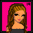 A 3x3 contact sheet of pixel art frames showing a cartoon woman in various poses and text phrases on bright pink backgrounds, with "19" watermarks in each corner.