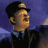 Pixelated image of a person in profile wearing a dark cap with a light emblem, dark jacket, and light blue collar against a purple background.